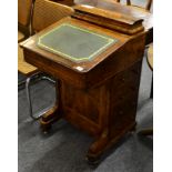 Victorian walnut inlaid Davenport