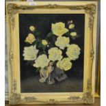 Arthur Bateman (20th century) still life of white roses, signed and dated (19)69, oil on board