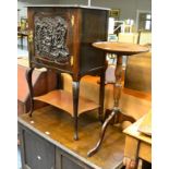 A 19th century tripod table and a T Simpson & Sons cabinet makers Halifax mahogany cabinet (2)