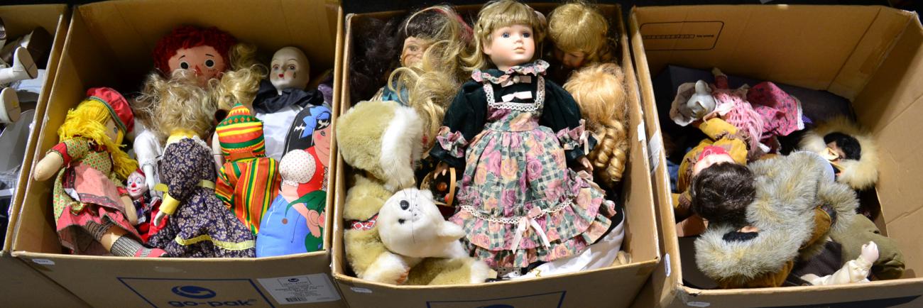 A large quantity of modern bisque head collectors dolls, other dolls, soft toys and collectables ( - Image 3 of 3