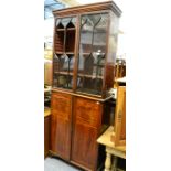 An inlaid mahogany astragal glazed bookcase