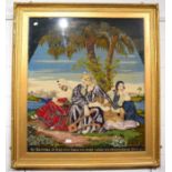 A large Victorian tapestry, framed