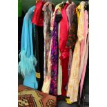 Assorted circa 1970's and later cotton dresses, crimplene dresses and evening wear including Frank