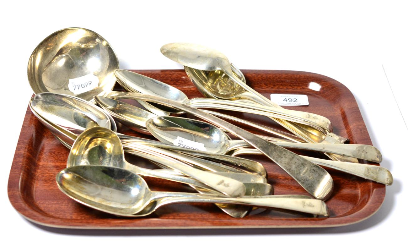 A composite table service of silver flatware comprising two sauce ladles, one soup ladle, eighteen