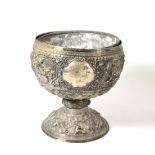 A large Burmese silver presentation bowl, Pnang cricket Club, c1891