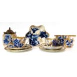 * A Royal Doulton Flow Blue trio; a similar cup and saucer; a tea plate; a teapot stand; a slop