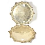 A silver salver, probably Elkington & Co, Birmingham 1809, with C scroll border and shell motifs,