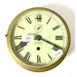 A ships type bulkhead wall timepiece, J Brown, Prescot, circa 1900, 8-inch painted dial, seconds