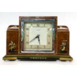 * A chinoiserie mantel timepiece, retailed by J.W.Benson, London, circa 1920, silvered dial with