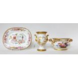 * A Spode twin-handled baluster vase, gilt with chinoiserie; a Copelands twin-handled bowl painted