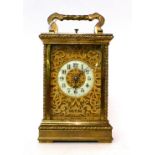 * A brass striking and repeating carriage clock, retailed by Lund, Cornhill, London, circa 1890,