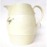 * A creamware jug inscribed ''John George Pole Esq 1829'', 26cm high
