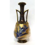 * A Doulton Burslem Flow Blue twin-handled vase of Persian form, 38cm high