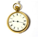 An 18ct gold fob watch, signed W.Batty & Sons Ltd, Manchester & Liverpool, 1907, lever movement,