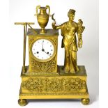 A gilt metal striking mantel clock, S Maurice Cabany, a Paris, circa 1830, case depicting a