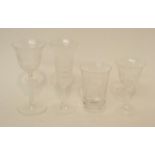 * Five Stuart whisky tumblers and a set of similar glasses, including wine and champagne flutes