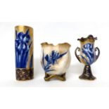 * A Royal Doulton Flow Blue planter, 13cm; a flow blue vase, 20cm; and a flow blue twin-handled