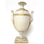 * A Victorian parian urn shaped vase with caryatid handles, 35.5cm high