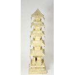 A Chinese ivory pagoda, circa 1900 (some losses)