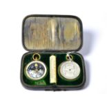 A Compendium cased aneroid barometer/compass/thermometer, retailed by Callaghan & Co, New Bond