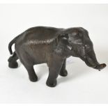 A Japanese bronze figure of an elephant, Meiji period, character mark to underside of foot, 10cm