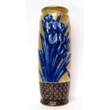 * A Royal Doulton Flow Blue tall baluster vase decorated with lilies, 43cm high