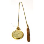 ^ An 18ct gold open faced pocket watch, signed J.W.Benson, London, 1935, lever movement, silvered