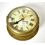 A ships type bulkhead wall timepiece, circa 1900, 8-inch painted dial, subsidiary seconds, single