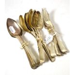 Silver flatware comprising twelve George III tablespoons and six George III table forks