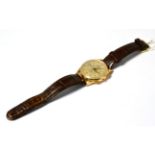 A chronograph wristwatch, signed Coresa, circa 1950, lever movement, silvered dial with dagger and