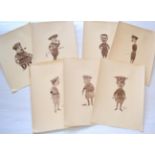 After Stanley, Caricatures Studies of First World War British Officers, a set of twenty one sepia