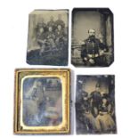 Four 19th Century American Military Portrait Tintypes:- portrait of an officer standing in a room