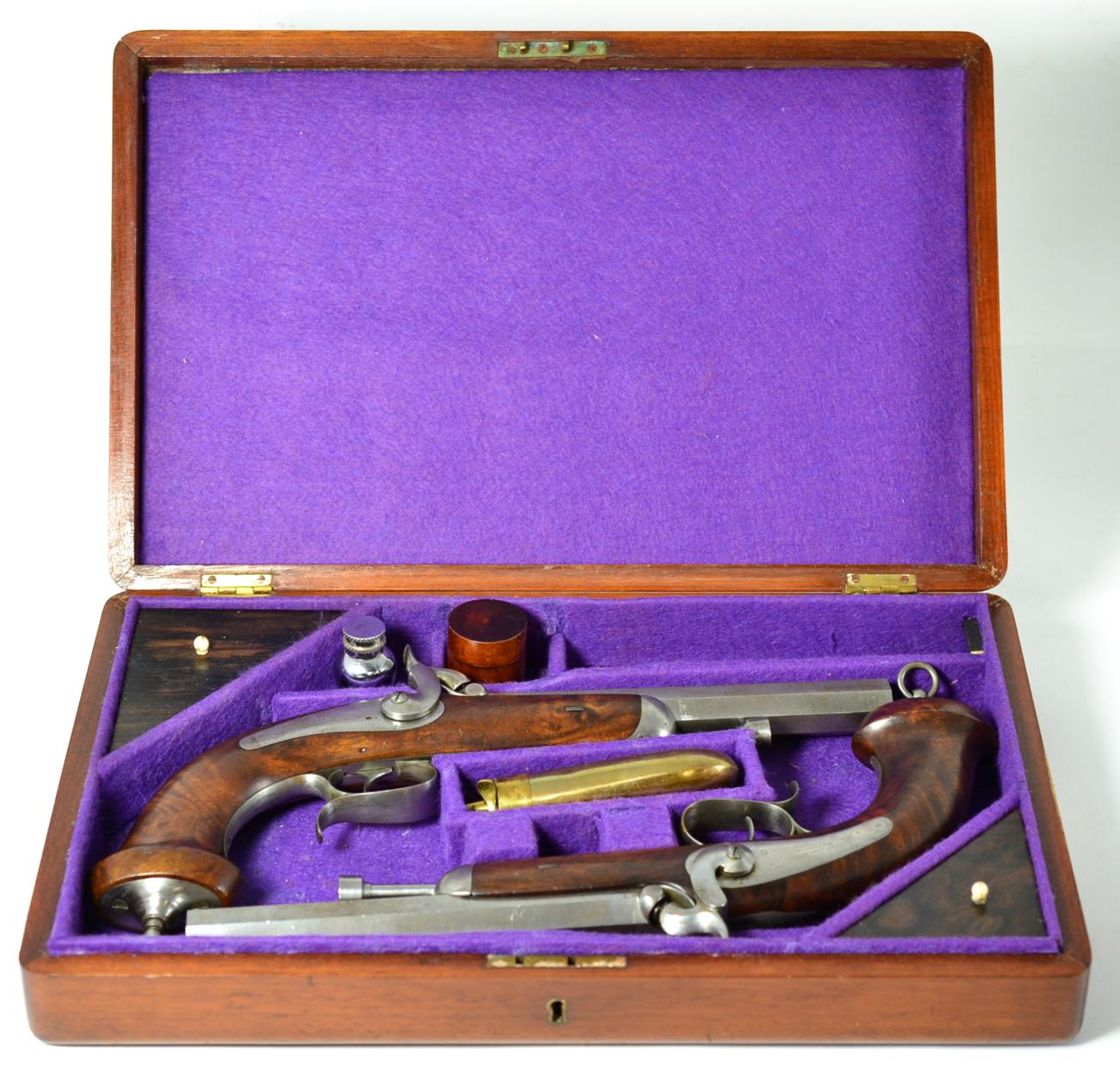 A Pair of French Model 1833 Percussion Duelling/Officer's Pistols, each with 18cm octagonal rifled