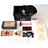 A Collection of Second World War Civil Defence Effects, including a St John Ambulance Brigade hat to