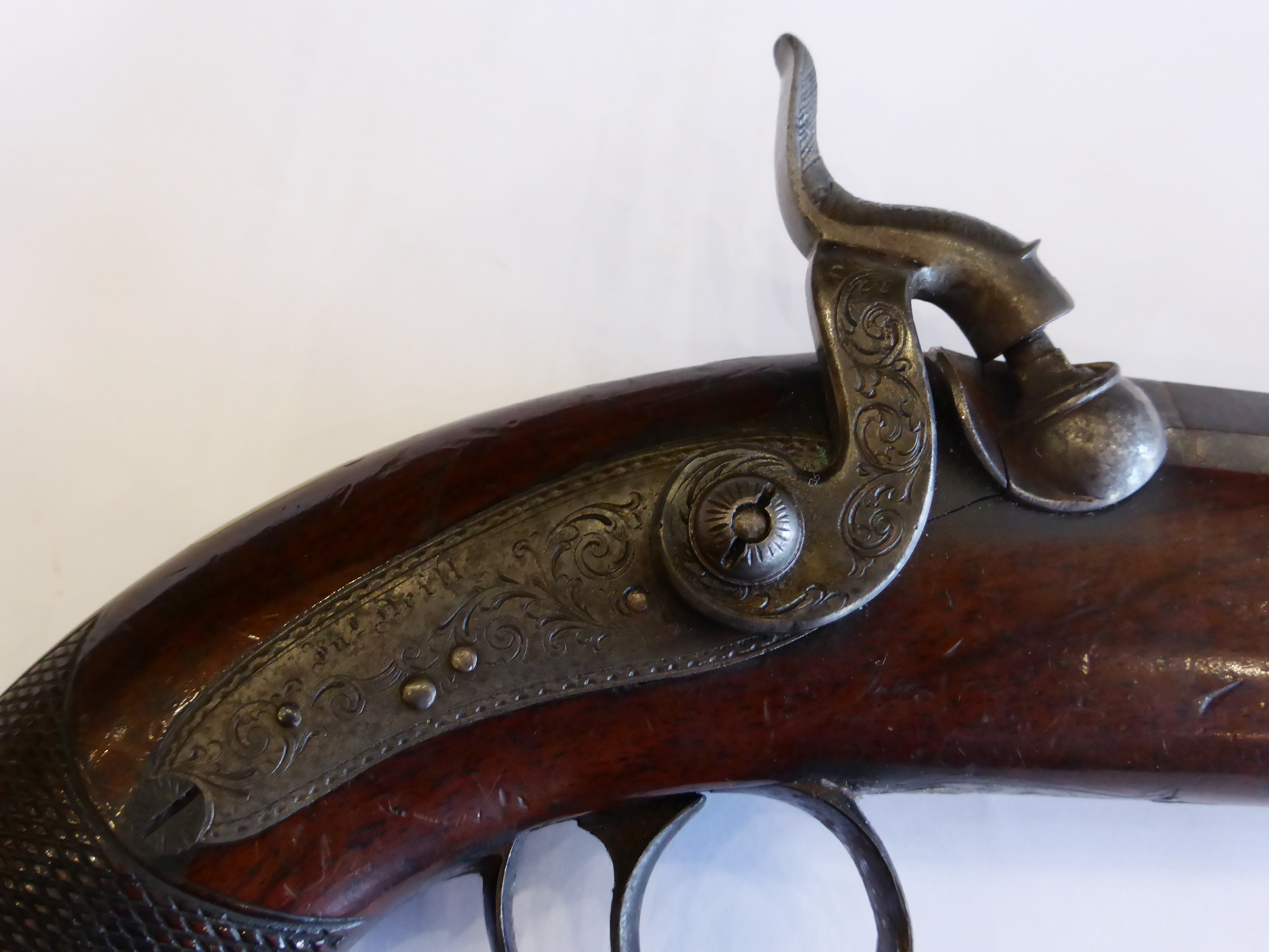 A Pair of 19th Century Percussion Travelling Pistols by Jonathan Neill of Belfast, each with 10cm - Image 6 of 12