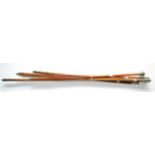 A Collection of Six School O.T.C. Swagger Sticks, each with a bamboo shaft and plated mount,