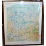 A Framed First World War Map, Final British Offensive, August-November 1918, 82.5 cm by 70 cm