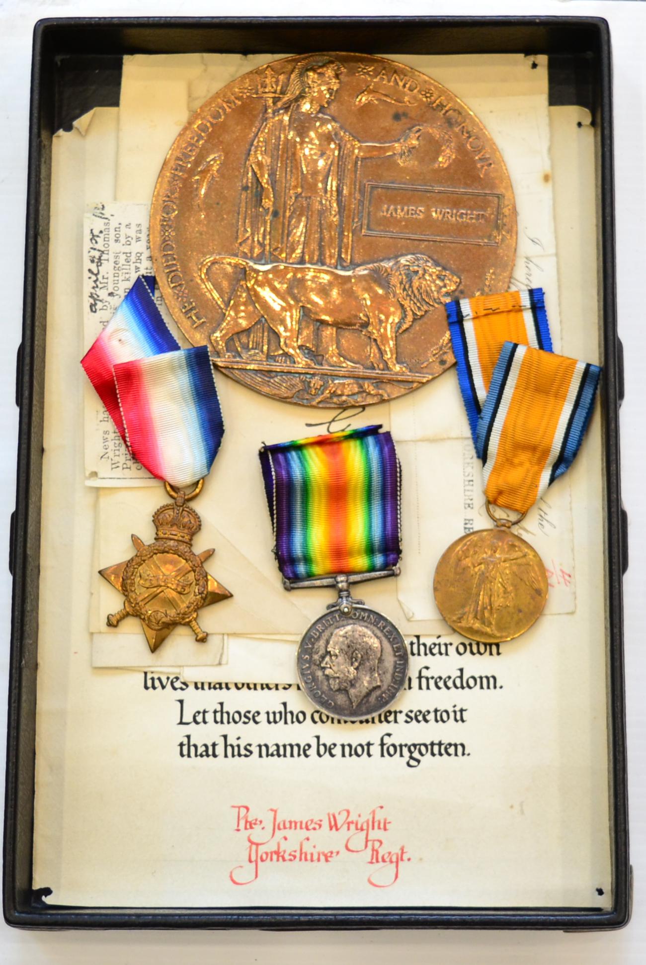 A First World War Memorial Plaque and Trio, of 1914-15 Star, British War Medal and Victory Medal