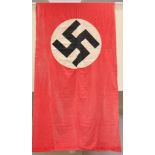 A German Third Reich NSDAP Standard Hanging Banner, with hemmed ends, each side of the scarlet