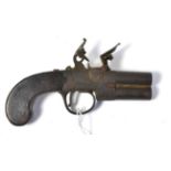 A Late 18th Century Flintlock Tap Action Over and Under Double Barrel Pocket Pistol by Thomas