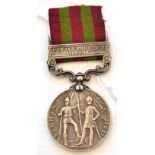 An India Medal, 1869, with clasp PUNJAB FRONTIER 1897-98, awarded to 38794 Sergt. J.H.Guest 10th