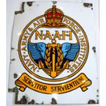 A Second World War Navy, Army, Air Force Institutes Enamel Sign, of vertical rectangular form,