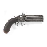 A 19th Century Percussion Side by Side Double Barrel Travelling Pistol by Venables, Oxford, the