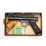 PURCHASER MUST BE 18 YEARS OR OVER A Webley Air Pistol Mark I, numbered 54731, the end of the air