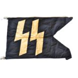 A German Third Reich SS Pennant, in the shape of two single pennans, of black cotton, each side