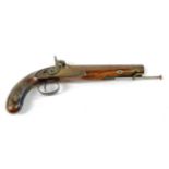 A 19th Century Percussion Cap Officer's Pistol by W Parker, 233 Holborn, London, the 20cm