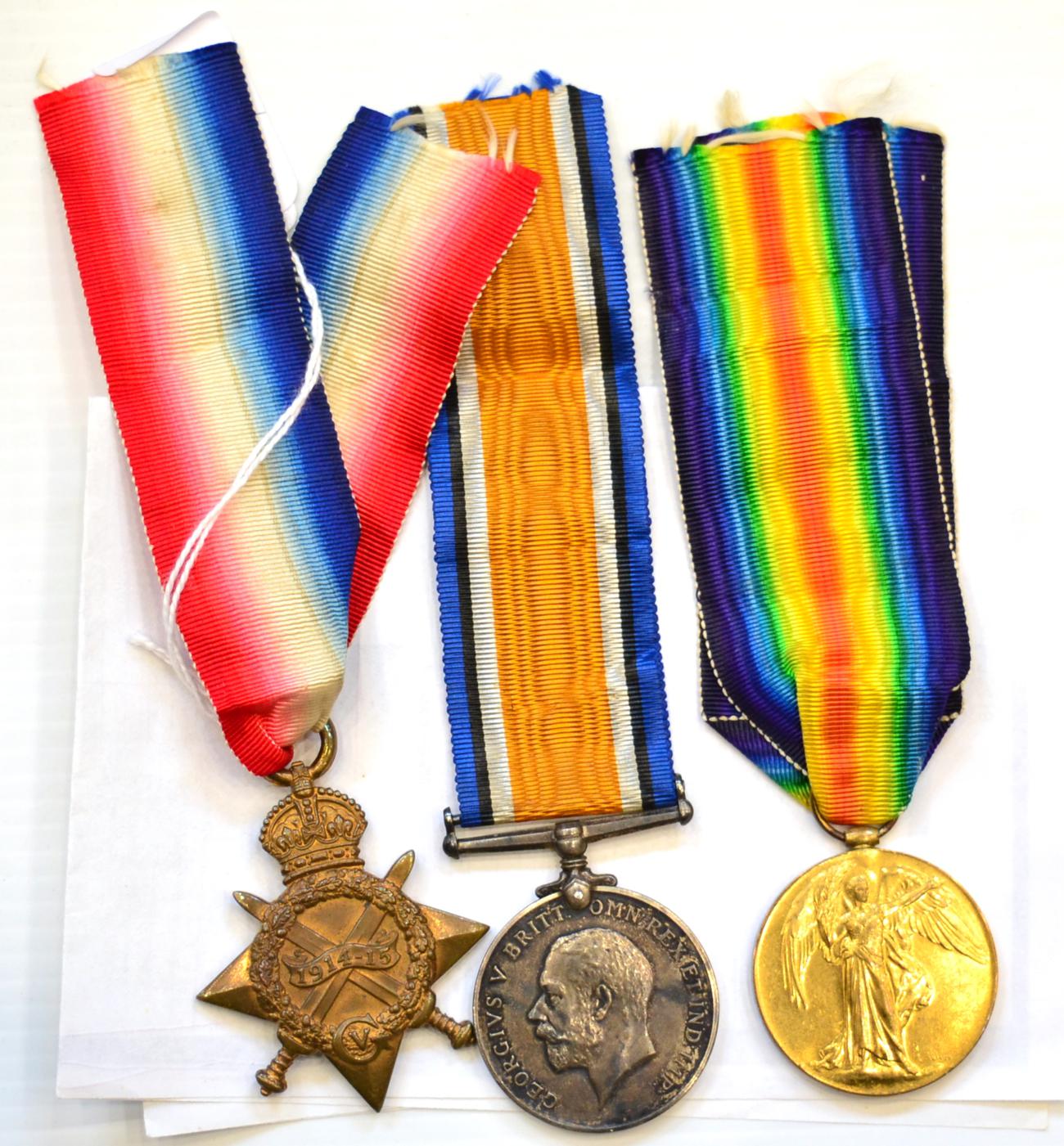 A First World War Trio, awarded to 55441 PTE (later SJT.) A.H.SMITH. R.A.M.C., comprising 1914-15