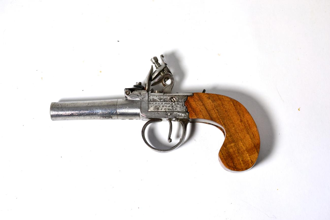 An Early 19th Century Flintlock Pocket Pistol by Dunderdale, Mabson and Labron, the 6cm turn-off
