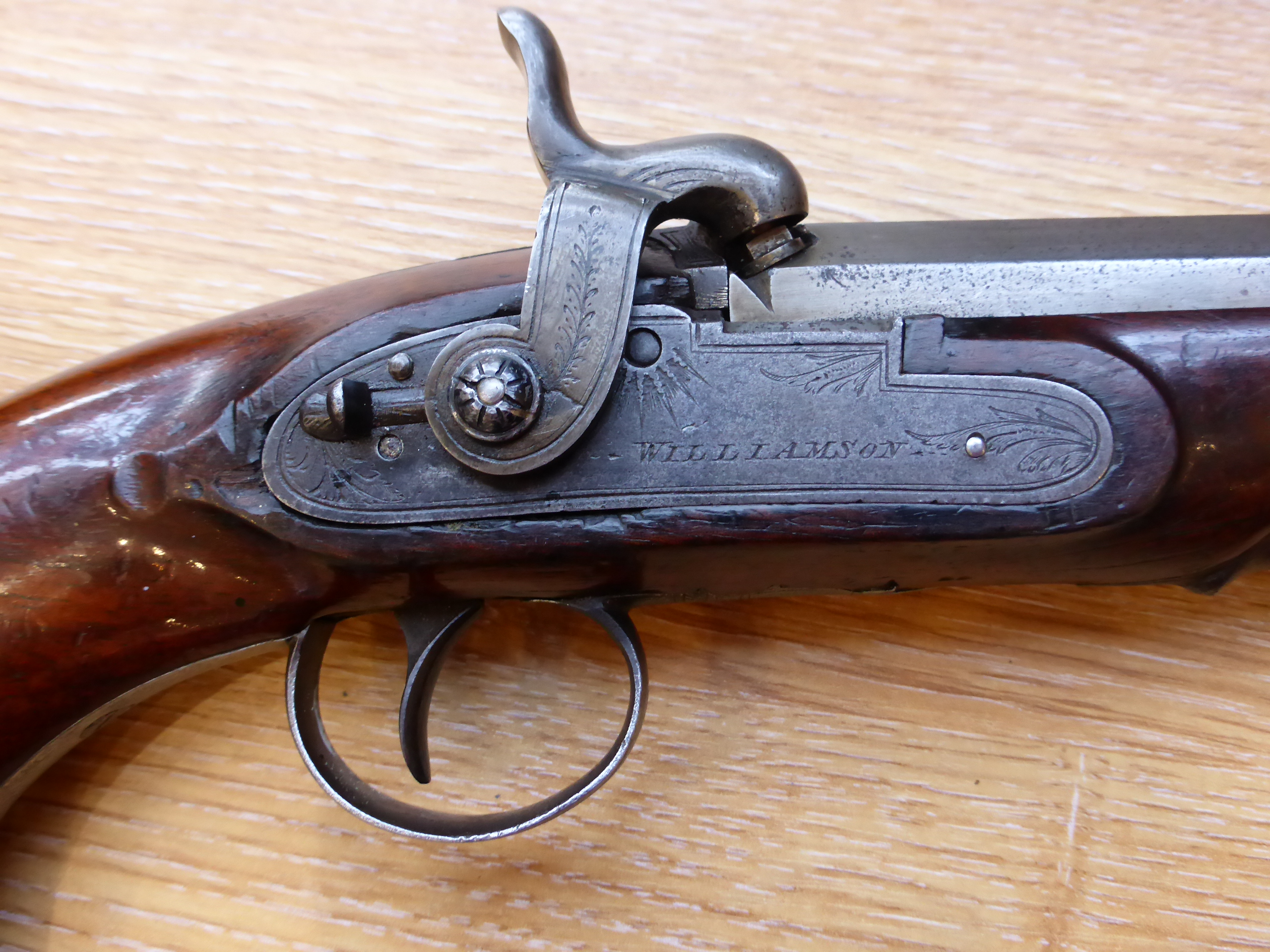 A Pair of 19th Century Percussion Overcoat Pistols by Williamson, each with 10.5cm octagonal steel - Image 8 of 14