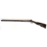 A 19th Century Side by Side Double Barrel Percussion Sporting Gun, the 72.5cm steel barrels with